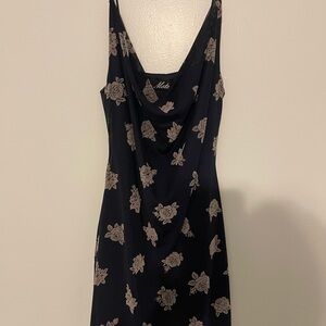 Dark Navy Blue Slip Mini Dress with Cowl Neck Sleeveless for Cocktail